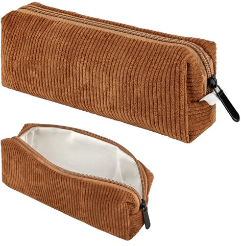 Maxmoc Federmäppchen Cord-Stoff,Mäppchen Cord-Stoff,Federtasche Mädchen,Pencil Case Schulmäppchen,Stiftemappe für Frauen Mädchen (Braun)