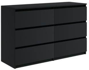 Hausmobel Kommode mit 6 Schubladen 140cm Schwarz Matt, Sideboard Schrank, Mehrzweckschrank Regal Wohnzimmer Schlafzimmer Möbel | 140x77x33cm | Spanplatte Plattenstärke 16mm