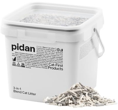pidan Tofu- & Bentonit-Katzenstreu mit Aktivkohle 5,2 kg | Poröse Aktivkohle für starke Geruchskontrolle, staubarm, schnelle Klumpenbildung, geringer Streuaustrag
