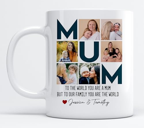 EKAM Personalised Coffee Mug - 11oz Coffee Cup - Add Your Photos and Text - Present for Mum - Gift for Mother's Day - Gift Cup Mother's Day Mom Mum Granny - Tea Mug (Design 01)