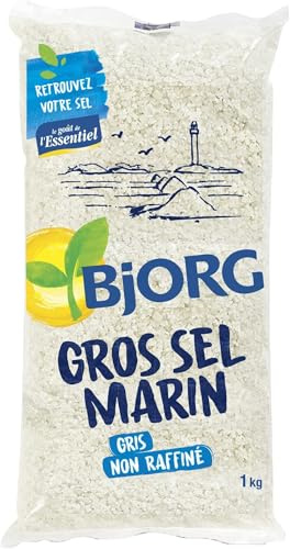 BJORG Gros Sel Marin Gris Non Raffiné - Naturellement Parfumé par les Algues Marines-1 kg (Lot de 5)