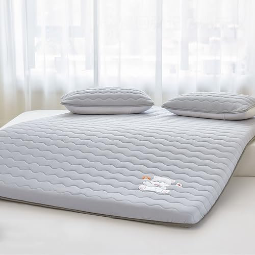 QTQHOME Tatami-Matratze, japanische Futon-Matte, Camping-Matratze mit rutschfester Unterseite, dicke, faltbare Isomatte für Studentenwohnheim (120,1 x 203,2 cm), Grau A)