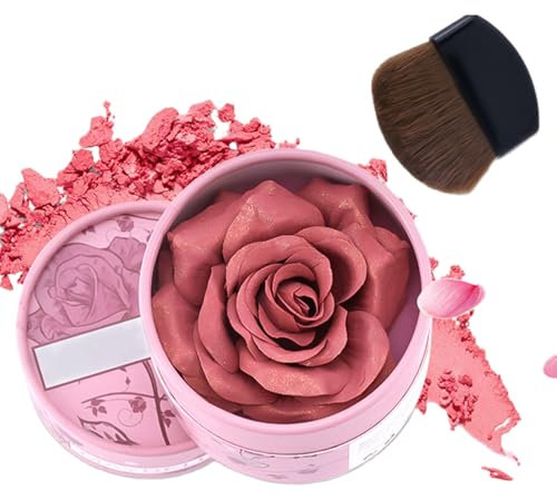 Blush 3D en forme de pétales de rose pour joues, rose pêche avec gaufrage floral, couverture à construire, formule légère et soyeuse pour femmes et filles