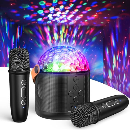 Dislocati Karaoke Machine 2 Microphones, Toys for 5-15 Year Old Boys Gifts Disco LED Lights for Adults Kids Portable Bluetooth Speaker Wireless Singing Teenage Boy Gifts for 7-15 Year Old Boys