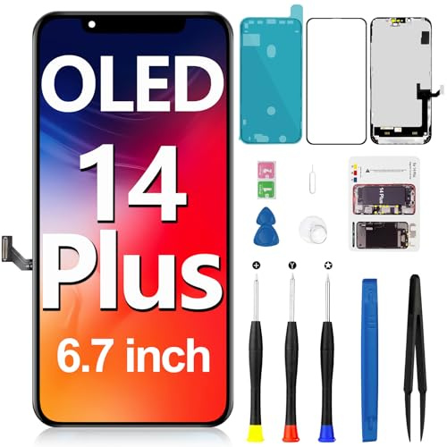 Pantalla OLED para iPhone 14 Plus, pantalla LCD táctil 3D, montaje digitalizador Full HD con herramientas de reparación compatible con modelos A2886 A2632 A2885 A2888 A2887 6.7 pulgadas