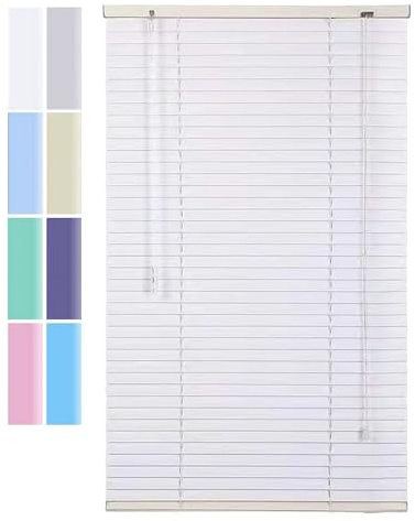 Aluminium Jalousien 25 mm Verdunkelungsrollo Verdunkelungs Innenjalousien Seitenzugrollo für Bad, Küche und Schlafzimmer, Sonnenschutz Jalousette(White)