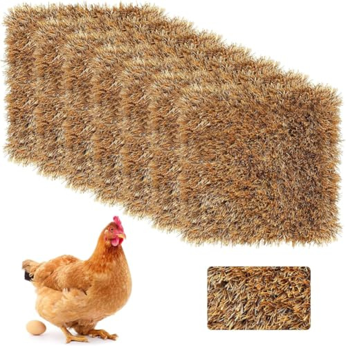 8 Stück nesteinlagen für hühner,30cm hühnerstall legenest matten waschbar | Wiederverwendbare Simuliertes Gras legenest matten,Zubehör zum Schutz von Hühnerstall und Eiern (orange)
