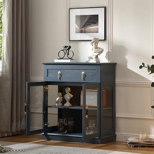 FOREST GRAVITY Storage Cabinet Chest of Drawers Small Sideboard Kitchen Cabinet Balcony Filing Hallway Adjustable Shelf Bathroom Garden Storage Cabinet Blue