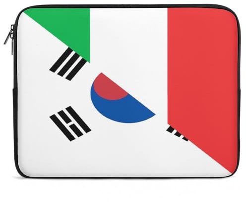 Italy And South Korea Flag Protective Laptop Sleeve Carrying Briefcase Bag with Zipper 17inch
