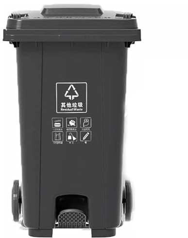 Outdoor 120L Kitchen Trash Can with Wheels & Hands-Free Lid, Heavy-Duty Commercial Garbage Bin, Black, Ideal for Home & Business, 100L & 240L Options Available