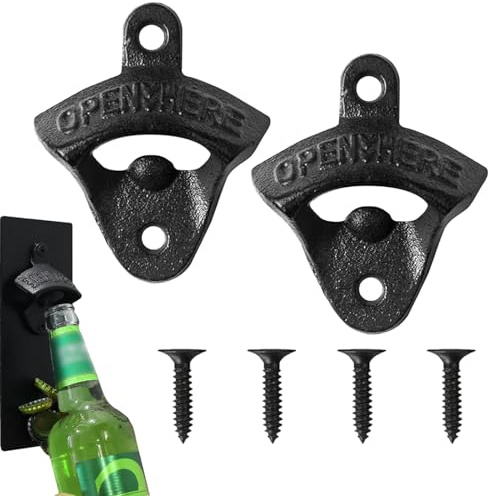 2 Stück Flaschenöffner Wand,Bieröffner,Bieröffner Wand,Wandflaschenöffner | Vintage Wandflaschenöffner Mit Schrauben,Für Zuhause, Garten,Bar, Ktv, Hotel