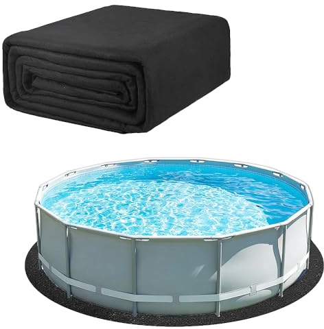 SKIKHN Base de Piscina Redonda, 10ft 305cm Lona de Suelo para Piscina, Almohadilla para Revestimiento de Piscina, Antideslizante Tapiz Suelo Piscina, para Piscinas de Pie y Jacuzzis (Negro)