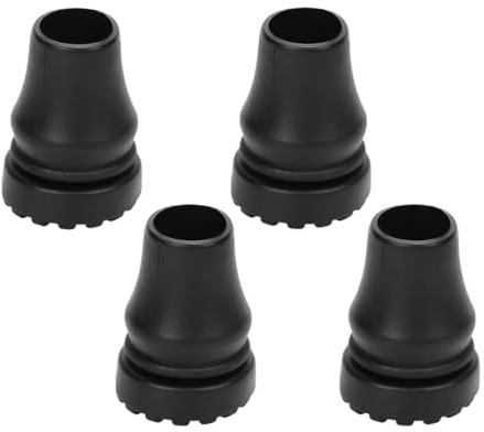 Punta de Bastón, 4 Piezas, 19 mm Conteras Muletas Tubos, Sustitución Tacos para Bastones, antideslizante y amortiguadora, Accesorio de Muleta de Caña Plegable, para Bastones,Muletas y Bastones (Negro)