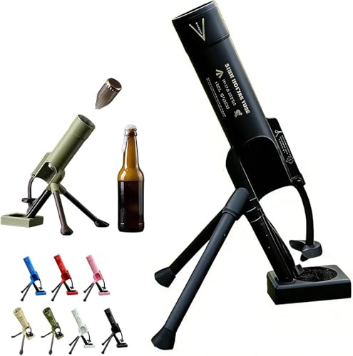 Bierflaschen Mörser Flaschenöffner 51 mm Mörser-Bieröffner Keine Beschädigung der Verschlüsse Lustige Reihändiges Drücken für Bier und Limonadenflaschen Heim-Party-Bar (Schwarz)