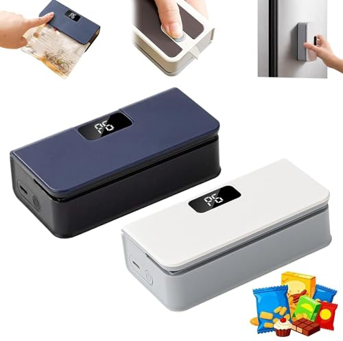 Rechargeable 2-in-1 Mini Bag Sealer with Cutter, Handheld Heat Resealer with LED Display & 6-Mode Temperature, Magnetic Plastic Bag Sealing Machine for Snack Food Storage (Mix)