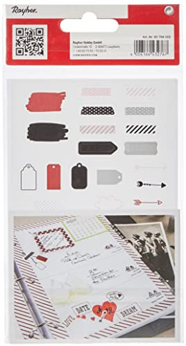 Rayher 60784000 Sticker Worte+Icons, Rot/Rosa/Schwarz, FSC Mix Credit