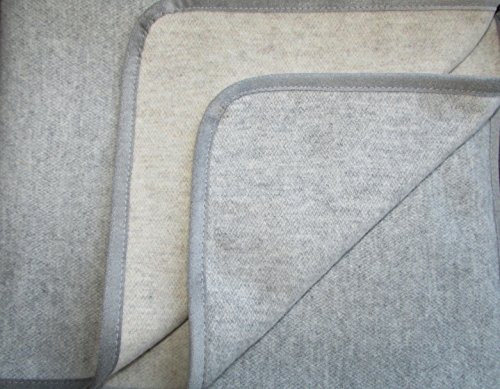 Alpenwolle Kaschmir Plaid doppelseitig Silber/Caramel, Wolldecke, Tagesdecke, Überwurf (140x200)