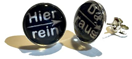 Spruch hier rein da raus 925 Sterling Silber 10mm Ohrringe Ohrstecker