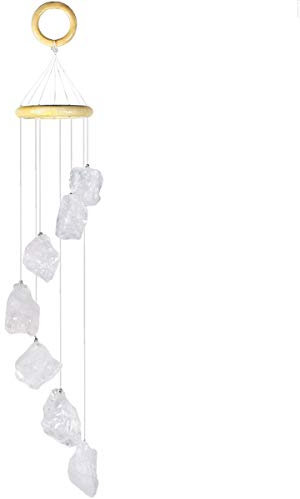 mookaitedecor Natursteinen Windspiele für Draußen Hängend, Bergkristall Rohsteine Wind Chimes für Haus Garten Mobile Deko 45-55 cm