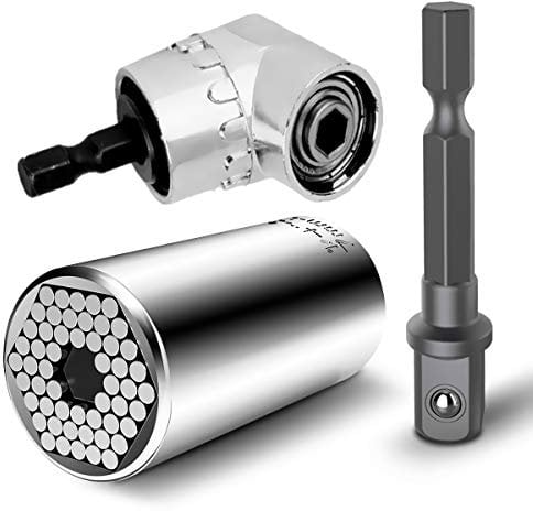 Chiave Universale a Bussola Esagonale Multifunzione, Strumenti Repair Tools 7-19mm, Cacciavite Angolare, Adattatore per Avvitatore ad Angolo di 105°