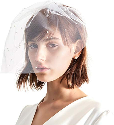 Fascinators Elegant Kopfbedeckung Mesh Hochzeitskirche Haarschmuck Braut Haar Schleier Perlen Cocktail Haarreif TeaParty Karneval Haar Clip Accessoires Hochzeitszubehör Damen Mädchen Mini Hut