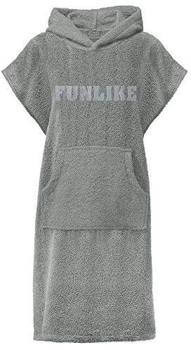 CelinaTex Funlike Poncho kurz 52 x 85 cm grau Baumwolle Badeponcho Frottee Surfponcho Kapuzenhandtuch