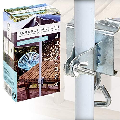 URBNLIVING Galvanised Stainless Steel Rust Free Metal Parasol Umbrella Holder Clamp for Garden, Table & Balcony Decking Holding Bracket Stand