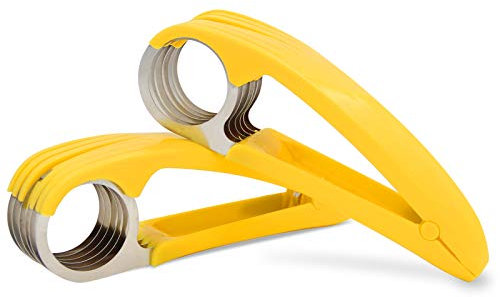 FireKylin Banana Slicer,ABS + Stainless Steel Fruit and Vegetable Salad Peeler Cutter Kitchen Tools For Banana, Strawberry,Grape(2 pcs)