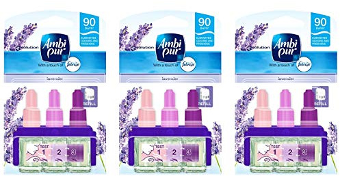 3 x Ambi Pur 3volution Air Freshener Electrical Plug in Refill Lavender 20ml