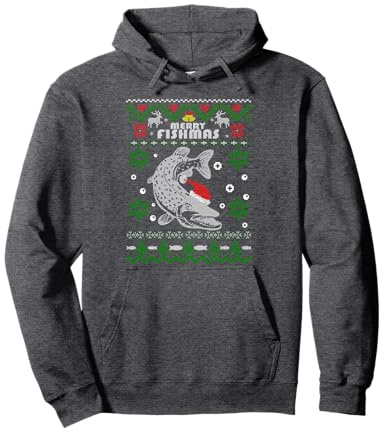 Merry Fishmas Fisch Angler Weihnachten Geschenk Angeln Hecht Pullover Hoodie
