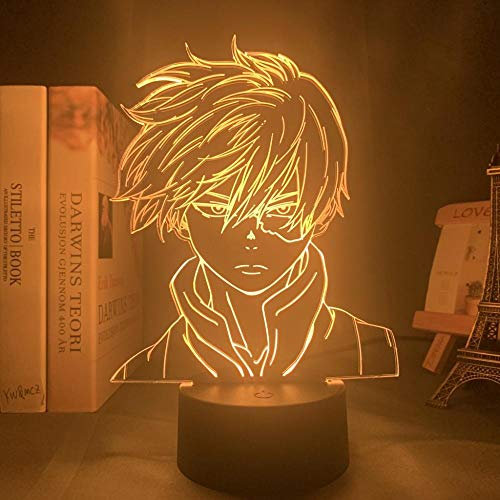 Anime My Hero Academia Shoto Todoroki Gesichtsgestaltung Led Nachtlichtlampe Acryl Tischlampe Geburtstagsgeschenk für Kinder Schlafzimmer Dekor-16 Farben mit Fernbedienung