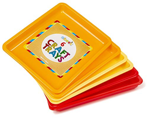 abeec 6-Piece Stackable Art Storage Organizer | Multi-Colour Craft Tray Set | Durable Wipe-Clean Plastic Trays for Kids Activities | Sensory Play & Messy Crafts | 22x28cm Sorting Containers
