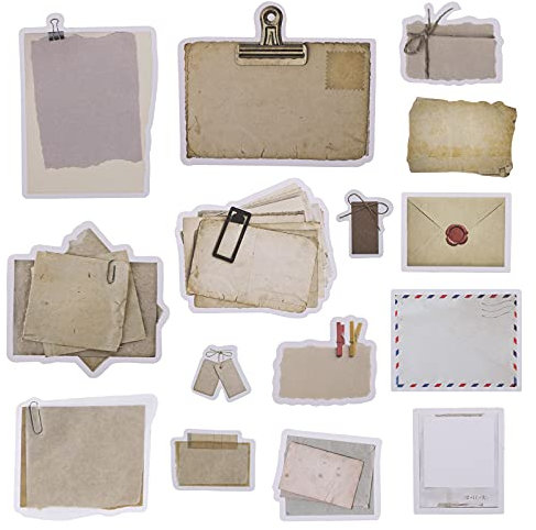 SAVITA 45Pcs Adesivi di Carta per Album Adesivi Vintage Adesivi per Album Vecchi Tempi Busta per Ricordi per Diario Album fai-da-te Taccuino Decorazione per Diario