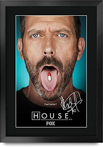 HWC Trading FR A3 House Hugh Laurie Geschenke Gedruckt Signiert Autogramm Poster Für Fernsehen Erinnerungsstücke Fans - A3 Eingerahmt