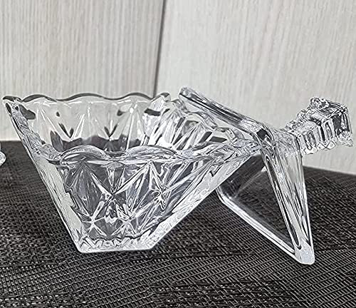 1 Bomboniere vetro da 12 cm, scatola di caramelle con coperchi, trasparente, zucchero Bowl, compleanno, regalo matrimonio, caramelle, biscotti, gioielli, cotone, isoenzimo (cristallo-1)
