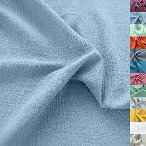 TOLKO 50cm Musselin Stoff Meterware | weicher Baumwollstoff für Kleid Bluse Baby Tuch Decke Tagesdecke Bettwäsche | ÖkoTex Double Gauze | uni Baumwollstoffe Dekostoff Stoffe zum Nähen Meterware