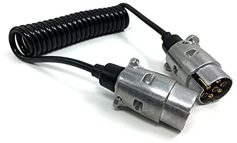 YANGQI yaoqijie 7 Pin Metal Trailer Plugs w/curly extension Cable Lead 1.5M Male To Male 12V Trailer Lighting Board Caravan lasting