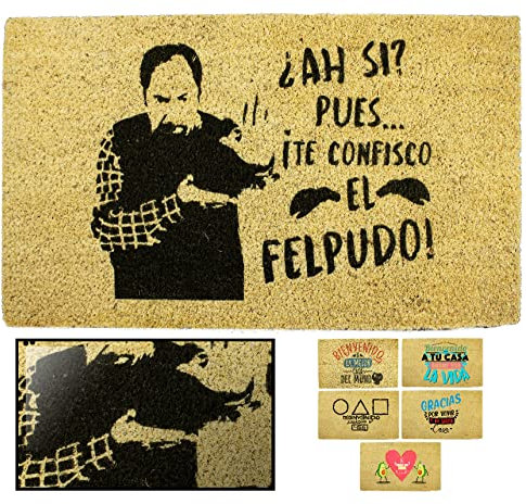 LucaHome - Felpudo Entrada casa Original y Divertido de Coco Natural - Felpudo confisco el Felpudo 33x60 - Ideal para Puertas de Exteriores Cubiertas, pasillos y entradas de hogares