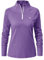 YSENTO Women's Long Sleeve Running Sports Tops Lightweight Gym Walking Zip Up Golf Polo T-Shirt(Purple,XL)