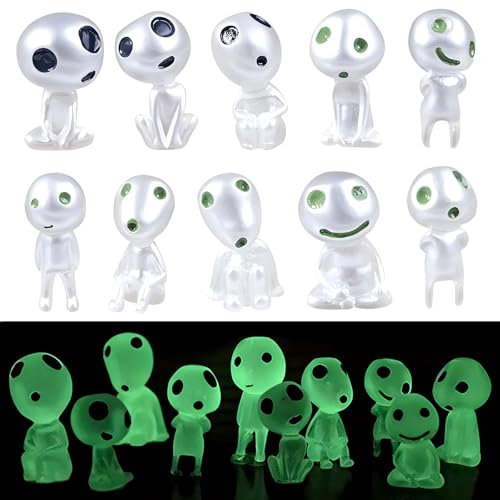 10 Stück Halloween Leuchtende Gartendeko Figuren Elfen,Waldgeister Gartendeko,Mini Kunstharz Gartendeko Prinzessin Gartendeko Figuren,für Außen Groß,Micro Landschaft (Fluoreszierendes Grün)