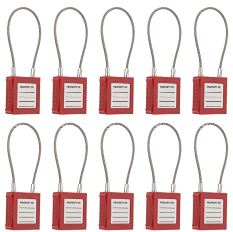 10 Juegos de Candado de Cable de Bloqueo Y Etiquetado con Llave Candado Eléctrico de Acero Inoxidable Diseño Portátil Duradero Adecuado para el Mantenimiento de Equipos de Energía Eléctrica