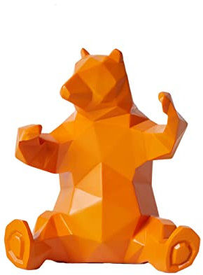 NENBOLEC Modern Skulptur Arts Bär Dekor Figuren Tier Statue Geschenk Polyresin Gelb 31cm