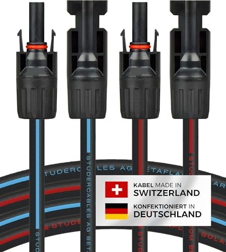 Solarkabel 2 x 3 Meter 4mm² mit Solarstecker, inkl. 0% MwSt. gem. § 12 Abs. 3 UStG (1-30m, 4mm²/6mm²) Solar Stecker, Solarleitung Verlängerungskabel für PV Kabel Solaranlage Solarpanel Verlängerung