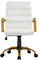 costoffs PU Leather Executive Chair Office Desk Chair Height Adjustable Swivel Armchair with Gold Leg White Seat