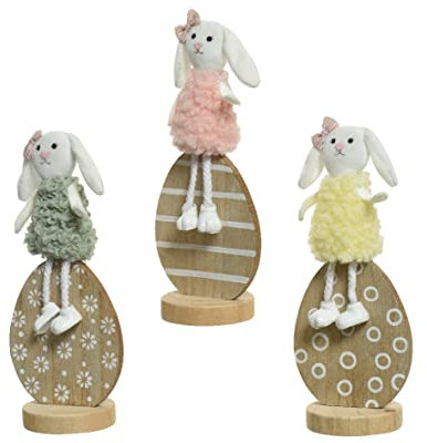 Ostereier Aufsteller 22cm x 1 Stück Sortiert Holz Osterhase Deko Eier Hase Osterdeko Tischdeko
