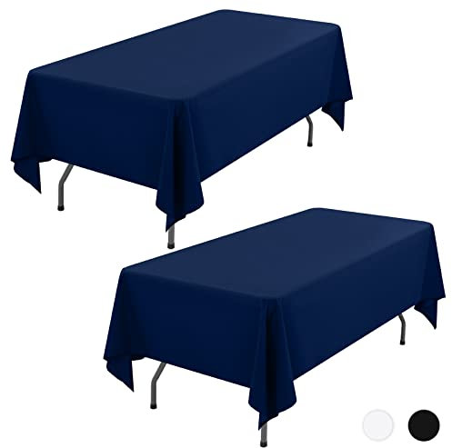 Showgeous 2 Stück Tischdecke Navy Blau Tischdecken 153×260cm Rechteckige Tischdecke aus Polyestergewebe Waschbare Tischdecke Tischtuch für Hochzeit Restaurant Buffetpartys und Camping