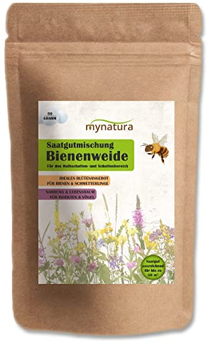 mynatura Bienenweide für den Halbschatten und Schattenbereich Bienen | Blumenwiese | Blumen | Weide | Saatgut | Saatmischung | Schmetterlinge | Insekten | Lebensraum | Natur (3x50g)