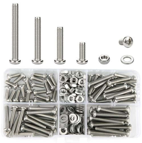 SWTYExt 240 Stück M4 Schrauben Set 304 Edelstahl A2-70 Schraubenset mit Muttern und Unterlegscheiben Sortiments für Kreuzschlitzschrauben Linsenkopfschrauben Gewindeschrauben Mechanische Wartung