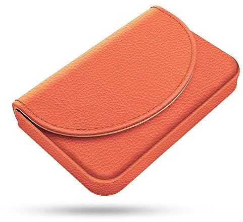 xiviers Visitenkartenhalter, PU-Leder Visitenkartenetui Farbdruck Muster Kartenhalter Brieftasche, Taschen Magnetische Kreditkartenhalter für Männer und Frauen, Orange/Abendrot im Zickzackmuster