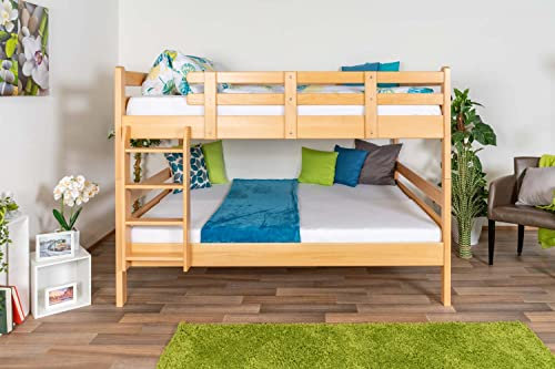 Etagenbett 160 x 200 cm für Erwachsene Easy Premium Line K24/n, Kopf- und Fußteil gerade, Buche Massivholz Natur lackiert, teilbar